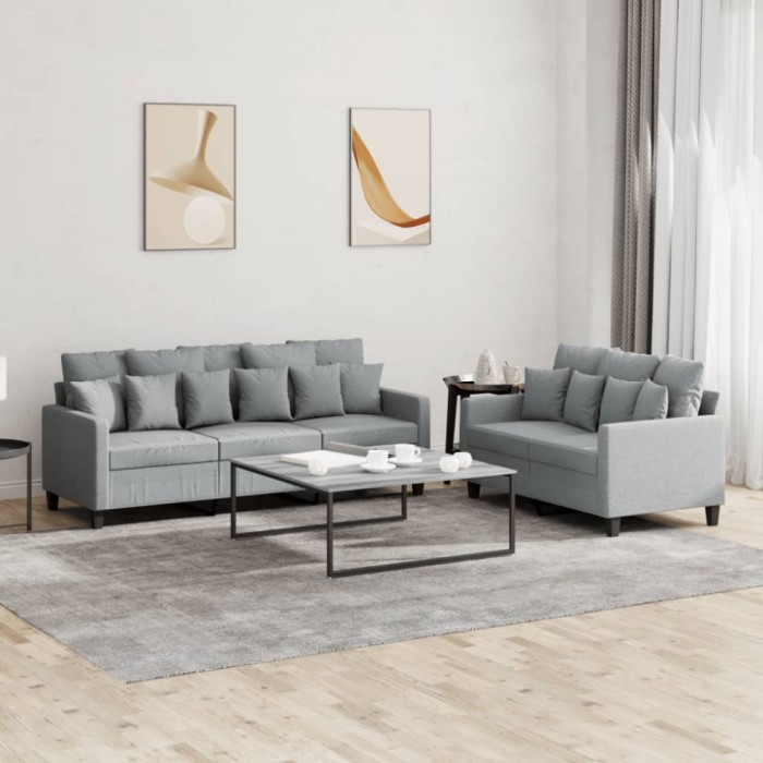 Gossi set de canapele cu perne, 2 piese, gri deschis, textil