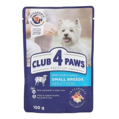 Hrana umeda caini, Club 4 Paws Premium, plic 100 g, talie mica, adult, carne de miel