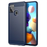 Husa TPU OEM Carbon pentru Samsung Galaxy A21s, Bleumarin