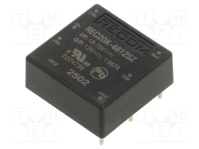 Convertor DC/DC 20W 18-75V la 12V 1.67A RECOM REC20K foto