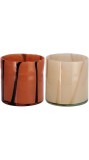 Set 2 vaze flori sticla bej maro 12 x 12 cm