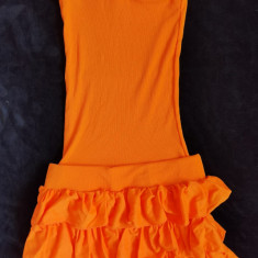 ROCHIE ROCHITA MINI ORANGE ROZ NEON FARA BRETELE 3 VOLANE 100% BUMBAC VARA PLAJA