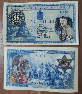 WW2 bancnota fantezie 5000 lei 1931 foto