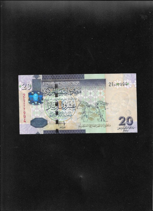 Rar! Libia 20 dinars dinari 2009 seria577994 comemorativa aunc