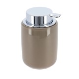 Dispenser Săpun Ceramică 235 Ml Rotund &ndash; Greige / Crom
