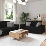 Set Canapea 3 Piese vidaXL, Textil Negru, Fotoliu+Canapea 2 si 3 Locuri, 99/160/220cm, Interior Birou/Living, Confortabil si Durabil