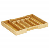 Organizator extensibil din bambus pentru tacamuri, 5+2 compartimente, 45x33.5 cm, Springos