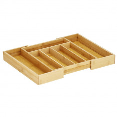 Organizator extensibil din bambus pentru tacamuri, 5+2 compartimente, 45x33.5 cm