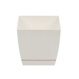 Ghiveci din plastic Coubi, cu farfurie, patrat, alb 18 x 18 x 16.5 cm