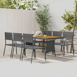 vidaXL Set de mobilier de exterior, 7 piese, gri, poliratan 3120112
