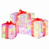 vidaXL Cutie cadou cu 60 LED 3 pcs Multicolour 20 x 20 x 20 cm Acril 42019094
