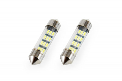 Set 2 becuri auto AMIO , LED, C5W SV8.5-8, 12 SMD 3014, 36mm, 12V, capac sticla, leduri alb sofit Festoon AutoDrive ProParts foto