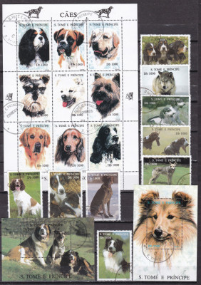 Sao Tome 1995 fauna Caini si Pisici MI 1548-94 (3 poze) stamp. MI=200 foto