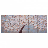 Set Tablouri Din P&acirc;nză Copac Inflorit Multicolor 200 x 80 cm 289271, General
