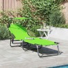 VidaXL Șezlong pliabil cu pernă Verde 56 x 190 x 81cm țesătură 42003132