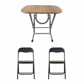 Masa plianta cu blat mdf, dimensiuni 50x80x75 cm (ZLN 2517) plus 2 x scaun bucatarie pliant (DSY 1115) / ZLN 2517_STEJAR_2S