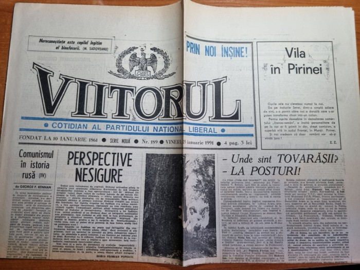 ziarul viitorul 25 ianuarie 1991