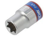 Cap tubulară scurtă Torx&reg; E12 3/8 28mm oţel crom-vanadium KING TONY
