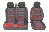 2+1 Universal Huse Scaune cu Suport lombar pentru Microbuze Negru Rosu Piele Textile
