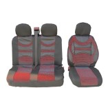 2+1 Universal Huse Scaune cu Suport lombar pentru Microbuze Negru Rosu Piele Textile