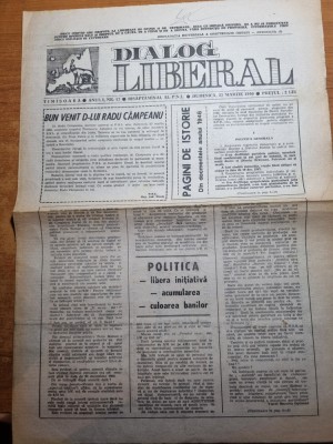 ziarul dialog liberal 25 martie 1990-radu campeanu,interviurile revolutiei foto