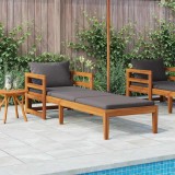 vidaXL Șezlong de plajă cu perne gri &icirc;nchis, lemn masiv acacia 316317