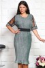 Rochie cu insertii plisat Gliter Verde - 60Marimea, Yves