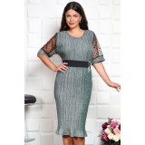 Rochie cu insertii plisat Gliter VerdeMarimea