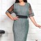 Rochie cu insertii plisat Gliter Verde - 46Marimea