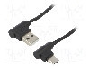 Cablu USB A mufa in unghi, USB C mufa in unghi, USB 2.0, lungime 1m, {{Culoare izola&amp;#355;ie}}, QOLTEC - 50495