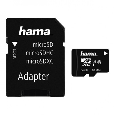 Card microSDXC Hama, capacitate 64 GB, clasa viteza 10 UHS, adaptor inclus foto