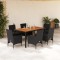 vidaXL Set mobilier grădină perne 7 piese negru poliratan/lemn acacia 3278672