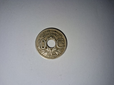 Moneda Franta 10 Centimes 1920 foto