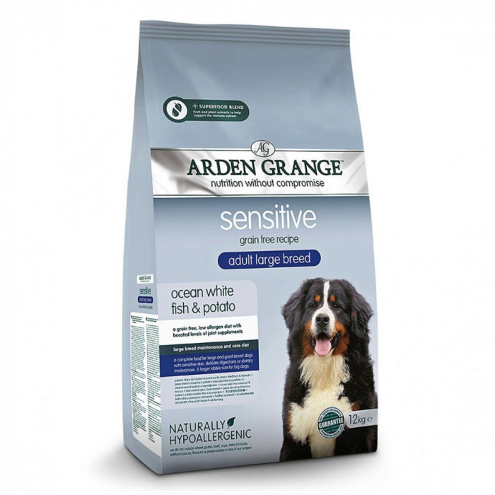 ARDEN GRANGE Sensitive Adult Large Breed Ocean White Fish &amp;amp; Potato 12 kg