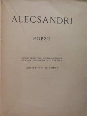 V. Alecsandri - Poezii 1940 foto