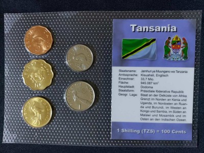 Seria completata monede - Tanzania 1976 - 1992 , 5 monede foto