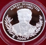 (A336) MONEDA DIN ARGINT TOGO - 1000 FRANCS CFA 2000, ALBERT SCHWEITZER, PROOF, TIRAJ 2950 BUC, RARA