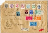1933 , RECOMANDATA , FRANCATURA SPECTACULOASA BUCURESTI 3.IAN.933 - MONACO 8. I. 33 , RAR!