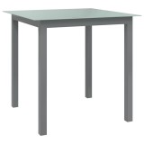 Cumpara ieftin Masă de grădină, gri deschis, 80x80x74 cm, aluminiu și sticlă