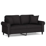 Cumpara ieftin Canapea cu 2 locuri cu pernute, negru, 140 cm, catifea