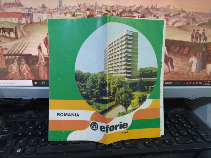 Rom&acirc;nia, Eforie Nord, hartă și pliant, text &icirc;n limba engleză, circa 1970, 109