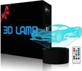 Lampa de veghe cu iluzie masina Iwish, acril, multicolor, 25 x 16 cm