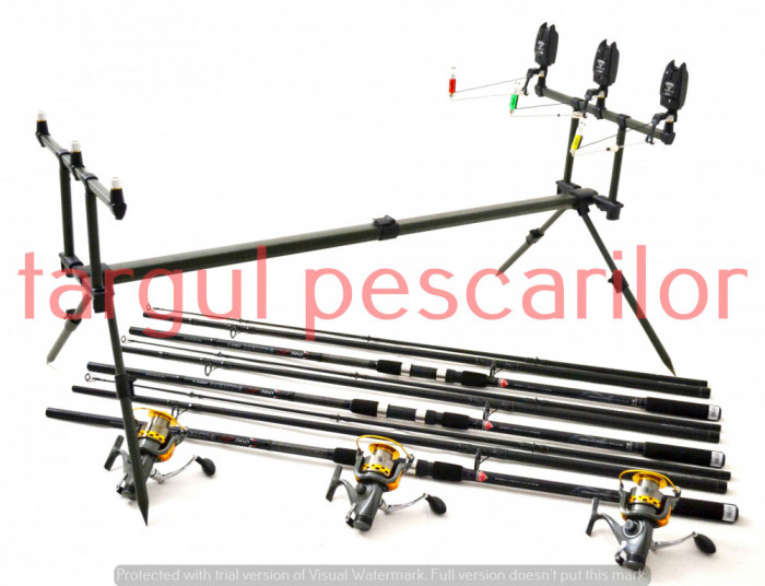 Kit crap din 3 lansete NEXT Carp 3,9m cu 3 mulinete KT 5000A cu 9 rulmenti