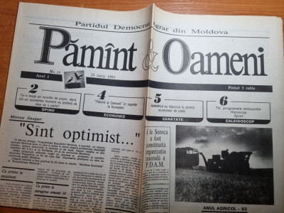 ziarul pamant si oameni 26 iunie 1993-ziar din republica moldova foto
