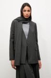 Answear.LAB sacou culoarea gri, desfacut, modelator