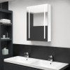 vidaXL Dulap Baie cu Oglindă și LED, Alb Lucios, 50x13x70 cm, MDF, 3 Rafturi, Montaj pe Perete