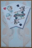 Cumpara ieftin Carte postala cromolitografiata , carti de joc , inceput de secol 20 , 1
