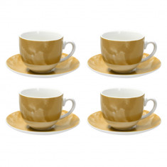 Set 4 cesti de cafea cu farfurie Sfera, Andrea Fontebasso, 250 ml, portelan, galben