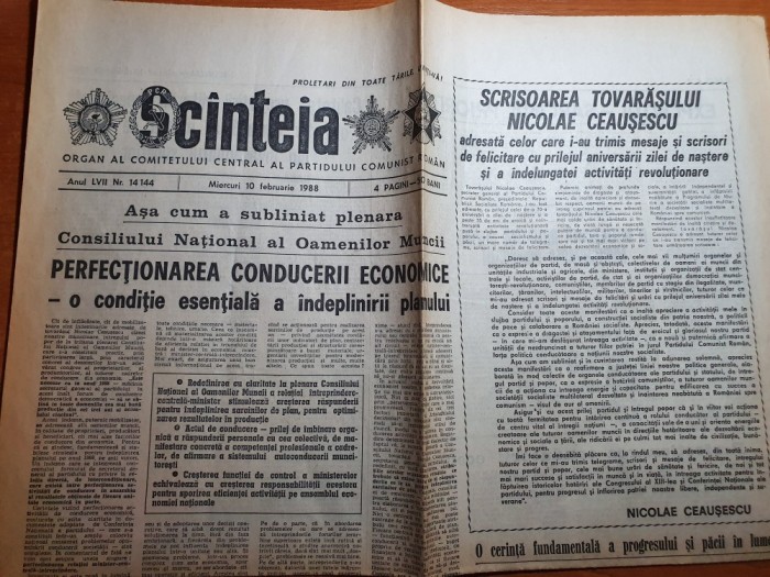 scanteia 10 februarie 1988-intrep. de confectii focsani si sticlarie dorohoi