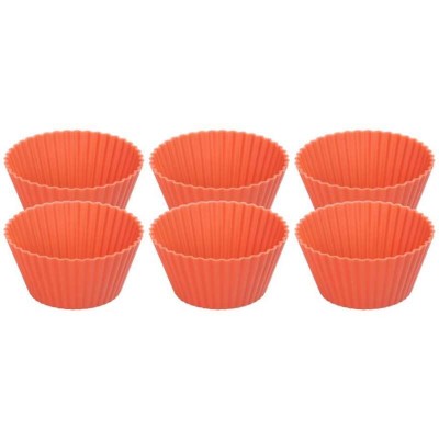Forma coacere pentru briose, silicon, rosu, set 6 buc, 6.5x6.5x3 cm, MagicHome foto